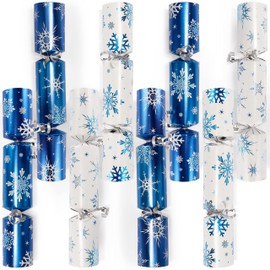 JOYIN 8 Pack Christmas Party Favor Non-Snap Blue & White Snowflake Design Party Table Favors with Holiday Party Favor Supplies for Kids and Adults, Christmas Parties, Dinners and Holidays