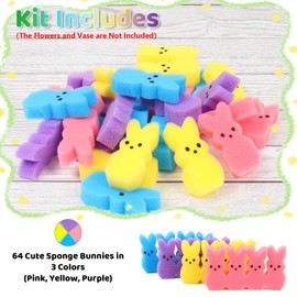 Lettry Lettry Easter Decorations, 64pcs Cute Sponges Bunnies Vase Filler, Spring Indoor Decor for Tiered Tray andTable Decorations(Mixed Colors)