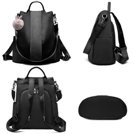 Charmore Women Backpack Ladies Rucksack Waterproof Nylo n School bags Anti-theft Dayback Shoulder Bags, L, Black-large