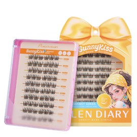MLEN DIARY Lash Clusters 60PCS Natural Eyelash Clusters C Curl Wispy DIY Eyelash Extensions 11-13mm Soft & Light Eyelash Clusters Korean Manga Style (Sunny Kiss)