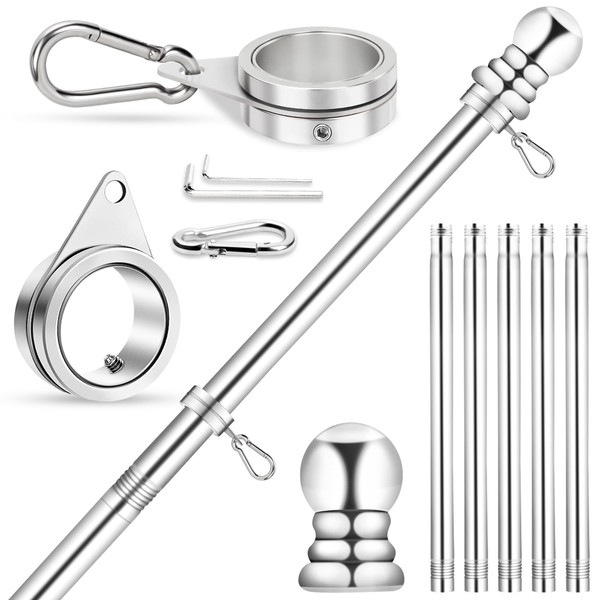 Flag Pole for House, REERON 6 FT Stainless Steel Spinning