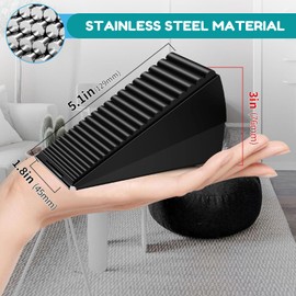 Adjustable Heavy Duty Door Stopper - 7.5cm Tall Spring-Loaded Stainless Steel Door Stop for Commercial/Residential Use, Non-Slip Base for Tile/Wood/Carpet Floors