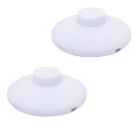 Pack of 2 Round Foot Switch Round Cable Foot Switch 250 V/2 A Foot Switch for Floor Lamps Children's Table Lamps Kitchen Cabinet Lamps or Other Lamps (White)