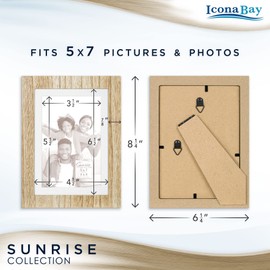 Icona Bay 5x7 Mat to 4x6 Ash Brown Solid One-Piece Wood Composite Picture Frame, Modern Farmhouse, Sunrise Collection