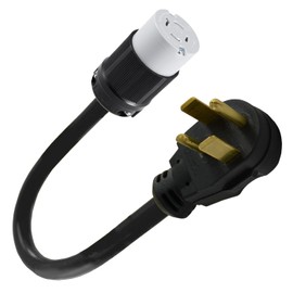 NEMA 14-30P 30 Amp RV/Dryer/Generator Straight Blade 4 Prong Male Plug to Twist Lock L14-30R Female Connector