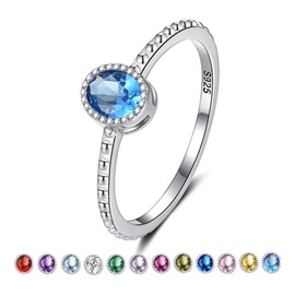 Adorable December Birthstone Stackable Rings for Girls: Sterling Silver Blue Women Stacking Ring Promise Ring Size 4 for Teens Daughter Friend - Christmas Anniversary Birthday Gifts Jewelry
