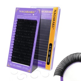 NAGARAKU NAGARAKU Eyelash Extensions Individual Lashes Extensions Classic Lash Matte Black 16 Rows Soft Natural Matte Black Professional Beauty Salon Lash Supplies -0.15DD 10mm