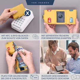 VON HEESEN Credit Card Holder Credit Card Holder, yellow, Without coin compartment