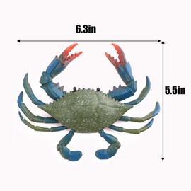 Azure Zone, 2 Pcs Artificial Plastic Crabs Sea Animal Sea Life Realistic Creatures Educational Animals Model Decoration Blue