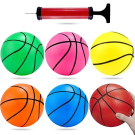 Shindel Mini Basketball, 6PCS 6.3 inches Basketballs with Pump for Birthday Gifts for Toddlers Kids, Playground Balls for Pool, Indoors, Outdoors