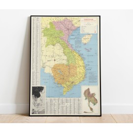 Historic Pictoric Map : Vietnam 1965, Vietnam and neighboring countries, Antique Vintage Reproduction : 33in x 44in