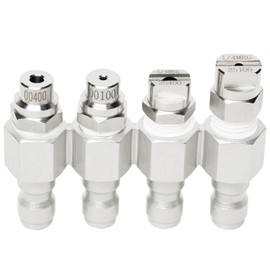4-in-1 Pressure Washer Nozzle 4 GPM, 4 Way Adjustable Rod Spray Soft Wash Nozzle Tip Holder 1/4" Quick Connect for Downstream Injector, Car and Roof Washing(304 Stainless Steel 0° 25°)