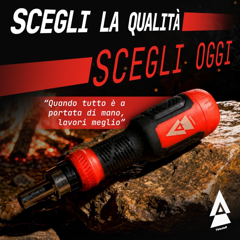 Cacciavite a Cricchetto con 12 Inserti CR-V Integrati 15 cm,