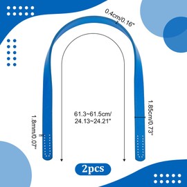 PH PandaHall 24 Inch Blue Leather Bag Strap, Pack of 2 Sewn-on Purse Handles, 0.7 Inch Wide Leather Bag Handle, Short Handbag Strap for DIY Handbags, Shoulder Bags, Tote Bags