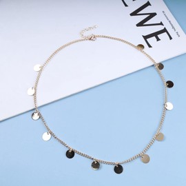 Inilbran Boho Coin Head Chain Headband Vintage Gold Disc Hair Chain Headdress Gold Sequin Headband Headpiece Costume Hair Accessories Jewelry For Women and Girls