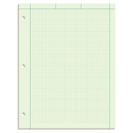 Ampad Engineers Computation Pad, Size 8-1/2 x 11, Greentint Paper, 5x5 Ruling, 3 Hole Punched, 100 Sheets Per Pad (22-142)