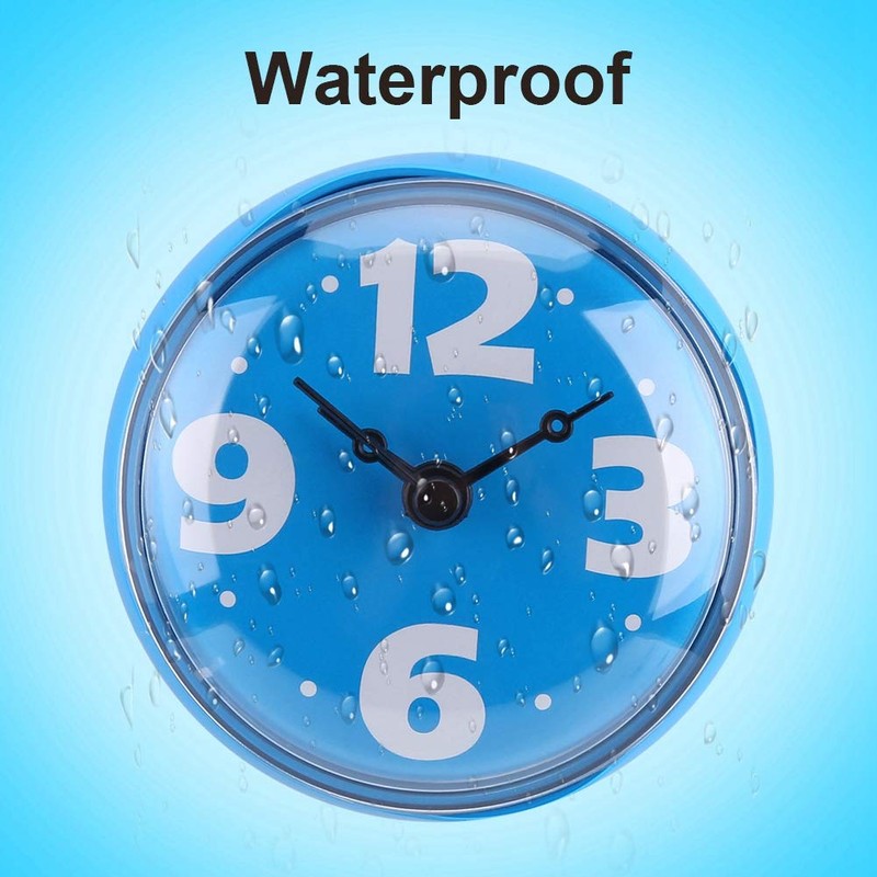 Denash Shower Waterproof Wall Clock, Bathroom Kitchen Washroom Suction Cup