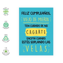 Central 23 Tarjeta De Cumpleaños Para Papá - VIEJO DE M*ERDA - Tarjetas De Cumpleaños Para Marido Abuelo - Tarjetas De Felicitación Para Hombre 50 60 70 Cumpleaños - Viene Con Pegatinas - De