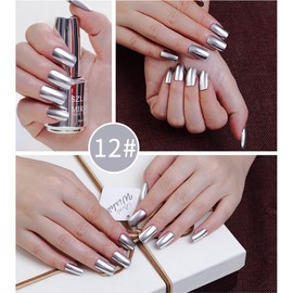 Neepoms 1pcs 18ML Mirror Nail Polish, Metallic Nail Polish Longlasting Mirror Effect Nail Glue Reflective Nail Art Manicure Nail Lacquers Silver Color