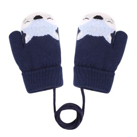 Children's Thick Double Knitted Winter Gloves with Plush, Baby Cartoon Mittens for 0 - 3 Years Olds, for Playing, Running, Skiing -