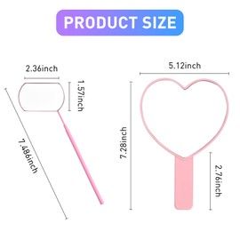 TBWHL Heart-Shaped Travel Handheld Mirror, Cosmetic Hand Mirror with Handle Hand Held Mirror for Women Girls (Lash Mirror & Heart Mirror, 2)