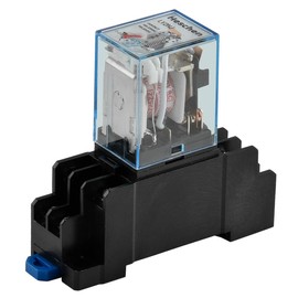 Heschen Gereral Purpose Relay, LY2NJ, 220VAC Coil, 10A 24VDC/220VAC, DPDT, LED Indicator, with Socket Base