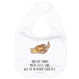 Mr. & Mrs. Panda Organic Baby Bib Otter with Child, White
