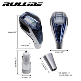RULLINE Touch-Activated LED Illuminated Crystal Gear Shift Knob Compatible with Most Cars Without Button Operated Shifter