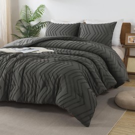 Andency Dark Grey Twin/Twin XL Comforter Set, Twin Bed Comforter for College Dorm Girls Boys Kids Boho Soft Warm Cute Comforter, 2 Pieces Aesthetic Chevron Bohemian Bedding Set