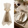 LannuMet 6 Pcs Jute Tassel Wood Bead Napkin Rings Boho