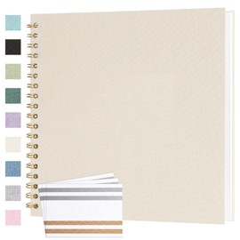 Scrapbook Photo Album 10x10 Inches 40 Pages Hardcover Kraft Paper Linen Cover Scrap Book Memory Book DIY Scrapbook Albums for Wedding Baby Boyfriend Travel Anniversary Family, Beige