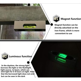 umei High Precision Aluminum Level Alloy with Luminous Horizontal Bubble, Horizontal Position can be seen on 3 Sides, 90x25x21mm（with Magnet） Brown