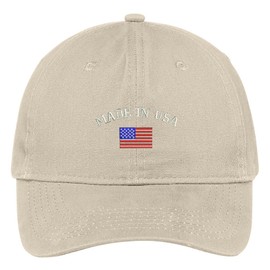 Trendy Apparel Shop American Flag and Made in USA Embroidered Dad Hat Patriotic Cap - Stone