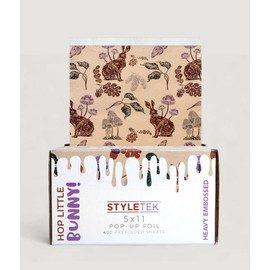 STYLETEK 5x11 Pop Up Foil, HOP LITTLE BUNNY, 400 Sheets Per Box, Heavy Emboss, Luxury Salon Foil