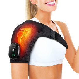 ERHIVORA Heated Shoulder Brace for Women Men, Shoulder Massager Shoulder Heating Pad for Shoulder Deep Issue, Heated Shoulder Wrap Cordless