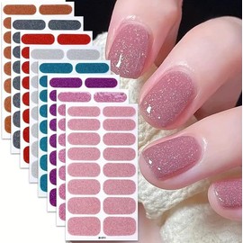 Pegatinas Autoadhesivas para Uñas, 128 Pcs de Tiras de Uñas de Color Sólido Envolturas de Uñas Completas para Arte de Uñas DIY con Lima de Uñas, Palillo para Cutículas
