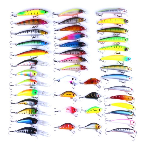 Fishing Lures Set 43 Pcs Minnow Lure Set Floating Minnow Sea Bass Lures Sea Bass Lures Peanut Lures Fishing Tackle Various Patterns Black Bass Trout Anything Come River Sea Swamp Lake First Lure Fishing