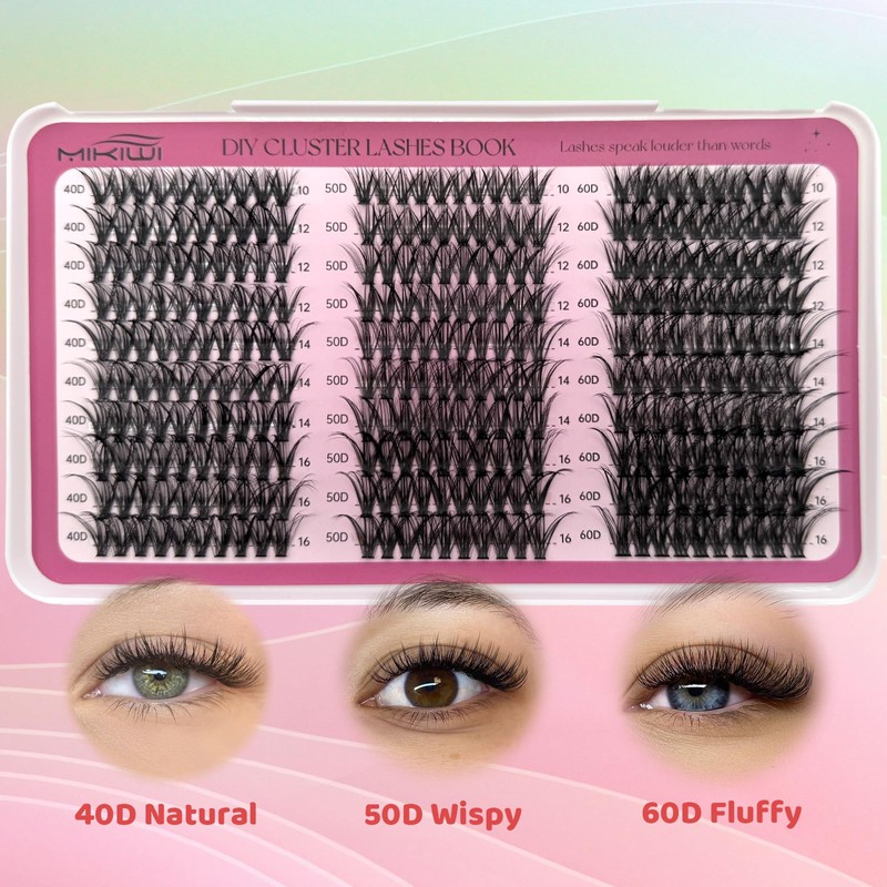 Lash Clusters, 6 Styles 40D/50D/60D/80D/100D120D Cluster Lashes, Mixed Lengths 10-18mm,