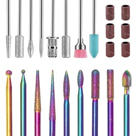 EUDUQ Pack of 17 Bits for Nail Cutter, Tungsten Carbide Nail Drill, Professional Nail Drill Bit, Cutter Attachment for Gel Acrylic Cuticle, Nail Cutter Attachments for Manicure Pedicure