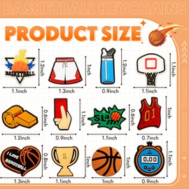Batiyeer 36 Pack Basketball Keychains Bulk Sports Ball Key Chains Funny Gifts for Birthday Party Favors