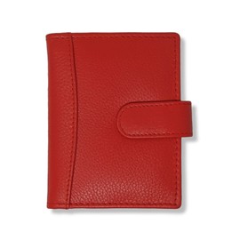 RAS Mens Womens Small Leather 24 Credit Cardholder with Popper Button Fastening 602 (Red)
