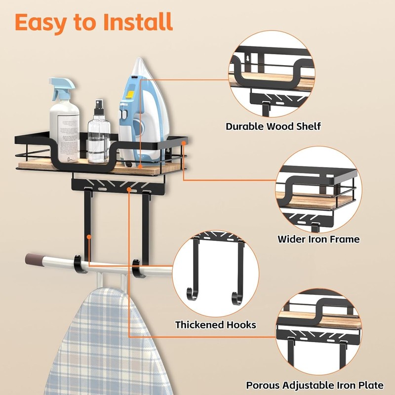 PAROTO Ironing Board Holder Wall Mount, Laundry Room Organization Storage,