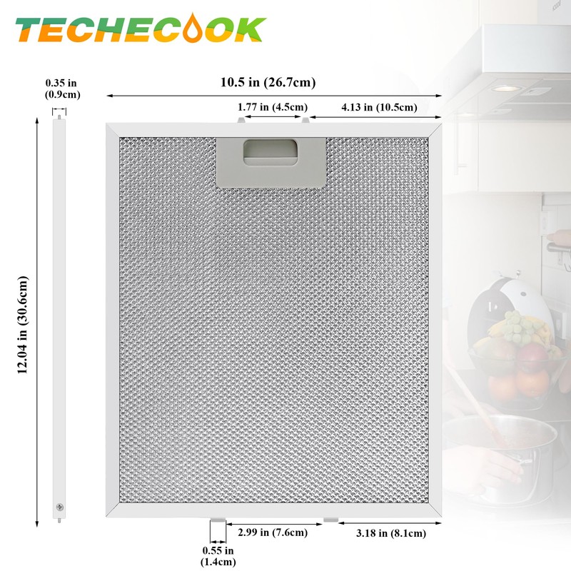 Updated W10169961A Range Hood Filter Replacement (3PCS) by Techecook, 5-Layer