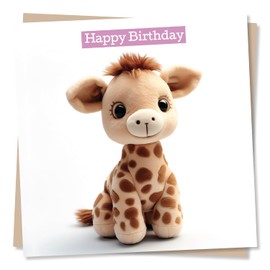 Cute Giraffe Happy Birthday Card - Beautiful Animal Lover Special Greetings Card For Family and Friends - Made in UK