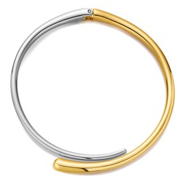 MYCUTEY Gold And Silver Choker Necklace For Women Hinged Open Cuff Statement Necklace Two Toned Minimalist Mixed Metal Collar Jewelry