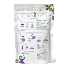 Puritea USDA Organic Butterfly Pea Flower Tea, 8.82oz | Great for Iced or Hot Brewed Herbal Tea | Natural Blue & Purple Food Coloring | Rich Source of Antioxidants | Caffeine Free, Non-GMO, No Sugar (Butterfly Pea Flowers 8.82 Oz)