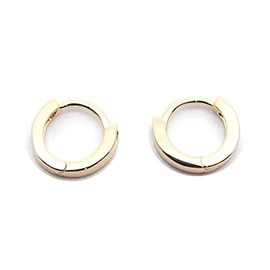 18k yellow Gold plated huggie hoop 10mm sleeper earrings Non-allergenic