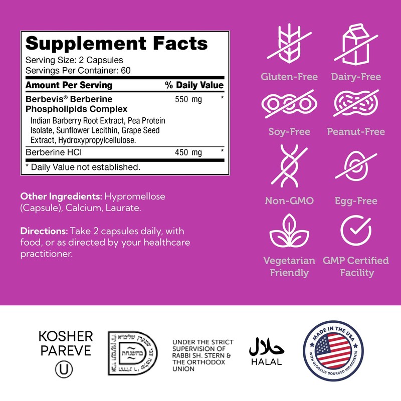Zahler Berberine Supplement 1000mg with Clinically Evaluated Berbevis Complex and