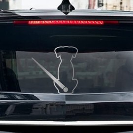 Leniutor Dog Wiper Sticker for Cars, Waterproof Vinyl Cute Dog Waving Tail Rear Window Windshield Sticker Decal, Funny Lovely Animal Rear Wiper Decoration 5.43 x 10.62 (A Lovely Dog, Brushed Silver)