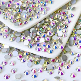 Briskbloom 1440PCS SS20 Crystal AB Flatback Rhinestones Round Gems for Nail Art and Craft Clothes, Glue Fix Crystal Glass Diamond Stones (4.6-4.8mm)